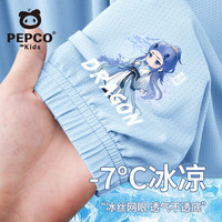 MINI PEPCOmini小猪班纳女童哪吒冰丝裤子夏季凉感降温休闲防蚊运动长裤 【冰丝·防蚊】深蓝大笑哪吒小标 165 【100-115斤】