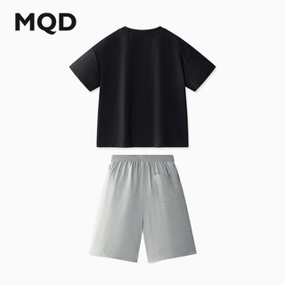 马骑顿（MQD）【上衣+裤】MQD童装男大童夏款潮酷休闲运动短袖套装 黑色 140