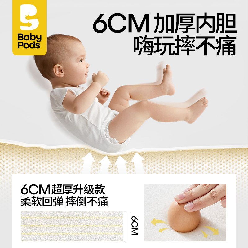 babypods床边防摔地垫加厚儿童折叠爬爬垫婴儿防摔软垫宝宝爬行垫
