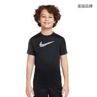 NIKE耐克男女童运动休闲百搭黑短袖上衣针织衫HF8079-010