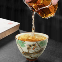 真迹开片陶瓷猫咪品茗杯汝窑主人杯喝茶杯子对杯套装家用喝水杯子茶盏 春分2斗笠杯套装