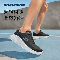 斯凯奇轻奇跑鞋男女款系带款超轻便软弹减震舒适时尚百搭运动鞋 女款-黑色/多彩色/BKMT 37.5