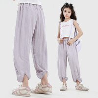 迪士尼女童裤子2025儿童春夏季童装休闲直筒阔腿裤女大童长裤 罗兰紫 160