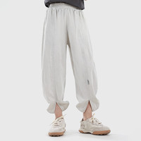 迪士尼女童裤子2025儿童春夏季童装休闲直筒阔腿裤女大童长裤 浅松灰 160