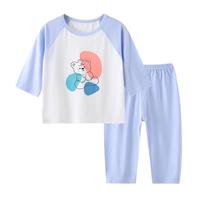 儿童内衣套装无骨莫代尔空调服睡衣夏季薄款男宝宝中童女孩家居服
