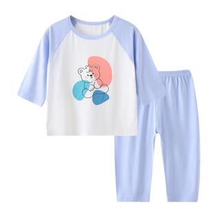 儿童内衣套装无骨莫代尔空调服睡衣夏季薄款男宝宝中童女孩家居服
