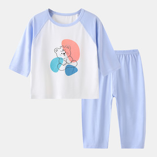儿童内衣套装无骨莫代尔空调服睡衣夏季薄款男宝宝中童女孩家居服