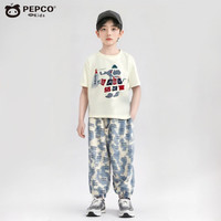 小猪班纳儿童套装中大童夏季短袖套装洋气时尚纯棉夏装男童女童两件套童装 T12短袖套装 90 cm