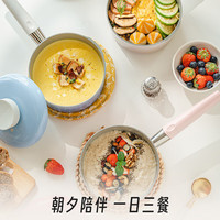 灵菲尔淘气锅16cm奶锅不粘锅婴儿辅食锅泡面锅一人食炖焖煮锅汤锅牛奶锅 淘气棕（1-2人适用） 16cm