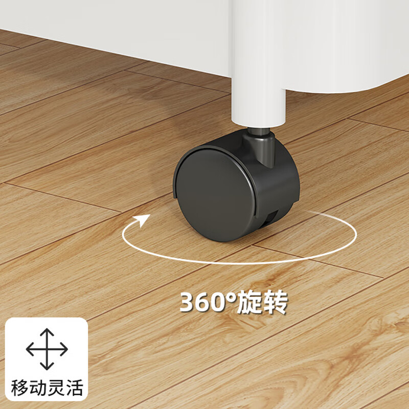 欧润哲 小推车置物架落地厨房移动零食浴室卧室收纳储物架双层带把手 2层28cm白色带把手【送4挂钩】