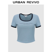 URBAN REVIVO 撞色字母 女士短袖T恤