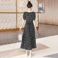 丝柏舍 SPECIAL【法式碎花雪纺裙】夏装新时尚方领收腰连衣裙女夏有大码