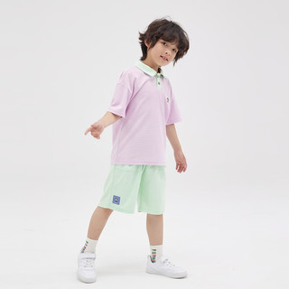 大嘴猴（paul frank）童装儿童套装2025夏季男女童休闲百搭简约中大童时尚套头两件套 272F浅紫 140