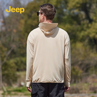 Jeep吉普防晒服男皮肤衣2025夏季户外运动轻薄透气男士休闲防晒衣 浅卡其 M (95-115斤)