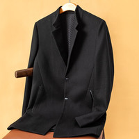 才子 TRIES才子 TRIES男装羊毛混纺大衣中长款外套毛呢大衣男 黑色 3XL 185/100Y