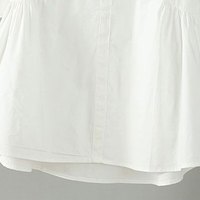 子牧棉麻2025夏装 女韩版百搭小V领上衣宽松显瘦灯笼袖娃娃衫3886 白色 L (115-125斤)