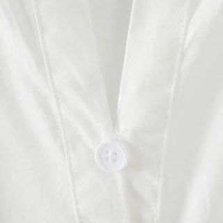 子牧棉麻2025夏装 女韩版百搭小V领上衣宽松显瘦灯笼袖娃娃衫3886 白色 2XL (135-150斤)