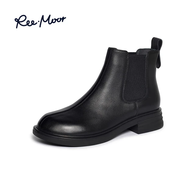 reemoor睿慕复古休闲烟筒靴2025年冬季新款切尔西靴粗跟短靴女鞋 黑色 单层 39