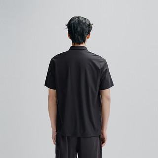 太平鸟男装 休闲polo衫夏季撞色短袖男印花polo衫 黑色（合体） L