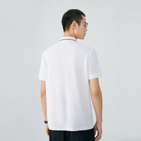 太平鸟男装刺绣商务休闲短袖撞色POLO衫 白色1 XXL 白色2