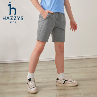 哈吉斯（HAZZYS）品牌童装男童短裤夏季柔软透气舒适弹力休闲宽松针织五分裤 中花灰 165
