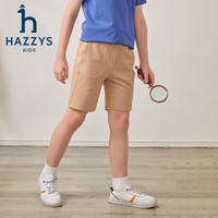 哈吉斯 品牌童装男童短裤夏季柔软透气舒适弹力休闲宽松针织五分裤 暖卡其 165