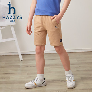 哈吉斯（HAZZYS）品牌童装男童短裤夏季柔软透气舒适弹力休闲宽松针织五分裤 中花灰 165