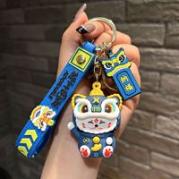 合信源（HEXINYUAN）国潮醒狮猫咪钥匙扣卡通创意款钥匙挂件小硅胶 国潮醒狮钥匙扣 颜色一个装