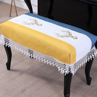 佳尔美 北欧麋鹿黄水溶边钢琴盖布防尘罩 双人琴凳罩（78*38不含琴巾）