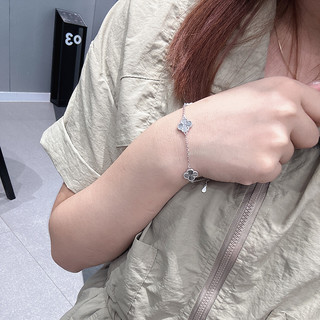 顺钦银楼S925银四叶草手链女年轻款个性设计感ins风时尚百搭