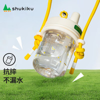 SHUKIKU儿童水杯宝宝吸管杯小夏天水壶幼儿园外出携带直饮杯 公仔吸管随行杯-猫咪 420ml