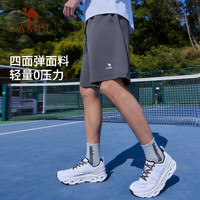 CAMEL骆驼运动短裤男2025春夏速干透气宽松弹力薄款跑步休闲裤 C15BABH053A,城堡灰,男 L