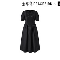 太平鸟新中式连衣裙A1FAD3310 黑色 S 155