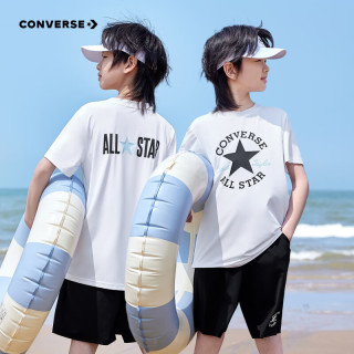 匡威（Converse）匡威童装夏季男女童吸湿运动两件套柔软舒适凉感儿童套装 纯白色 150 /72 【身高140-152cm】