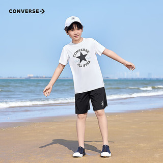 匡威（Converse）匡威童装夏季男女童吸湿运动两件套柔软舒适凉感儿童套装 纯白色 150 /72 【身高140-152cm】