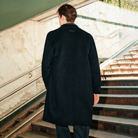 杰克·琼斯（JACK&JONES）男装春秋商务休闲中长款毛呢大衣男子呢子外套合集 E40黑色 L 180