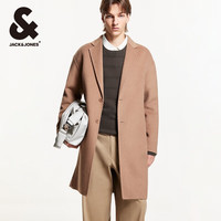 杰克·琼斯(JACK&JONES)男装春秋商务休闲中长款毛呢大衣男子呢子外套合集 E11咖色 S 170