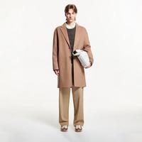 杰克·琼斯（JACK&JONES）男装春秋商务休闲中长款毛呢大衣男子呢子外套合集 E11咖色 XS 165