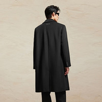 杰克·琼斯（JACK&JONES）男装春秋商务休闲中长款毛呢大衣男子呢子外套合集 224327006黑色 3XL 195