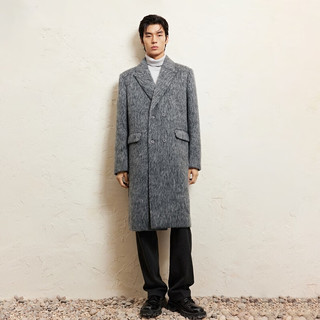 杰克·琼斯（JACK&JONES）男装春秋商务休闲中长款毛呢大衣男子呢子外套合集 224427003中花灰 M 175