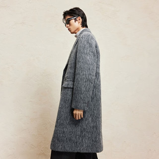 杰克·琼斯（JACK&JONES）男装春秋商务休闲中长款毛呢大衣男子呢子外套合集 224427003中花灰 M 175