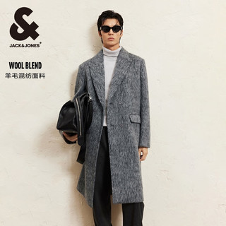 杰克·琼斯（JACK&JONES）男装春秋商务休闲中长款毛呢大衣男子呢子外套合集 224427003中花灰 M 175