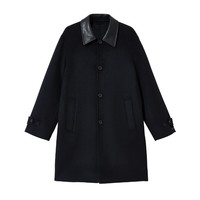 杰克·琼斯(JACK&JONES)男装春秋商务休闲中长款毛呢大衣男子呢子外套合集 224427002黑色 XS 165