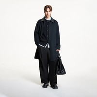 杰克·琼斯(JACK&JONES)男装春秋商务休闲中长款毛呢大衣男子呢子外套合集 224427002黑色 2XL 190