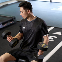 安德玛（Under Armour）安德玛男女同款足球训练运动跑步休闲透气舒适圆领短袖T恤 黑色 3XL