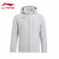 李宁（LI-NING）风衣夹克男女同款秋冬加绒保暖冲锋衣连帽运动户外外套 灰色【男款】加绒 5XL