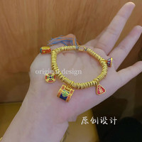 初夏 CHUXIANG 初享 烧蓝绿度母吊坠磨砂金珠路路通古法仿沙金项链