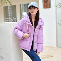 坦博尔冬季羽绒服女短款时尚潮流0压宽松外套TD237370 君子粉 155/80A