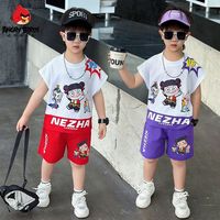 百亿补贴：愤怒的小鸟 ANGRY BIRDS 男童夏季背心短裤休闲运动套装2025爆款哪吒印花夏装潮