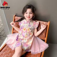 百亿补贴：愤怒的小鸟 ANGRY BIRDS 女童连衣裙夏装中式旗袍裙2025新款女宝宝超好看公主裙